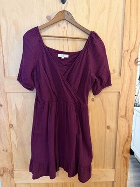 LOFT Women's Plum Textured Wrap Dress Size 12